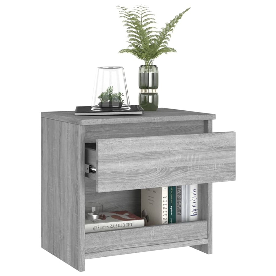 Nachtkastje 40X30X39 Cm Bewerkt Hout Grijs Sonoma Eikenkleurig 1