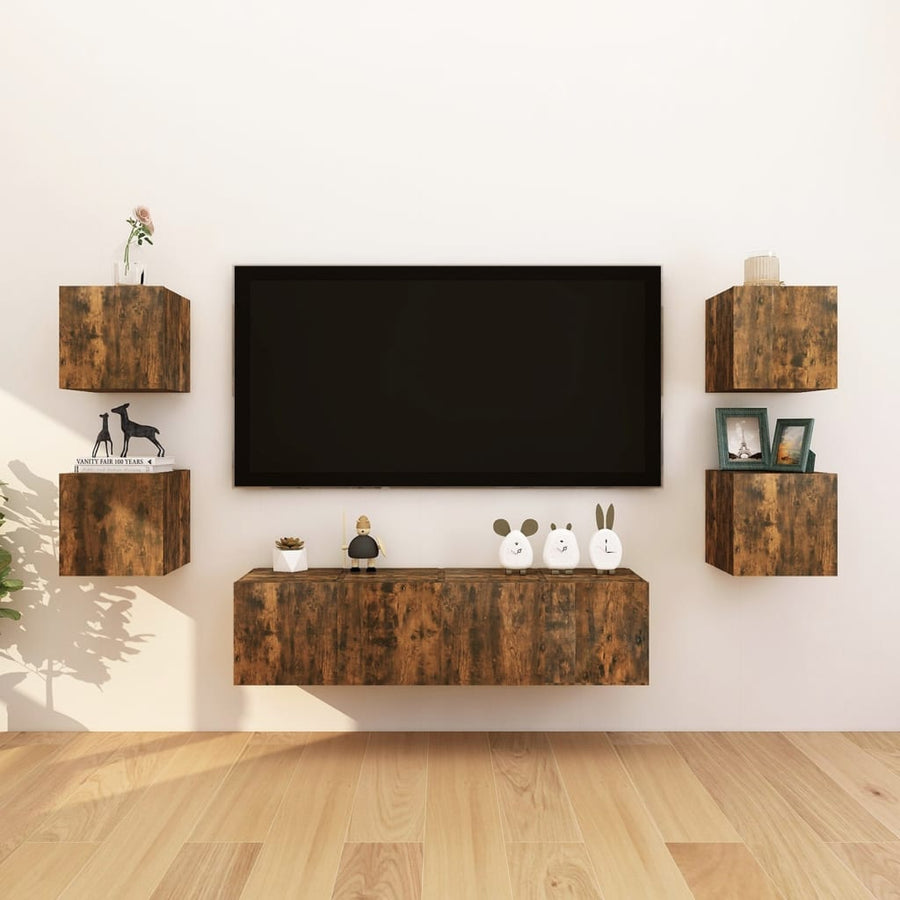 Tv-Wandmeubel 30,5X30X30 Cm Kleurig 1 Gerookt eiken