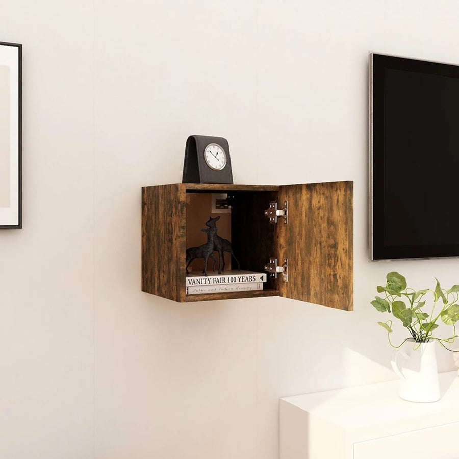 Tv-Wandmeubel 30,5X30X30 Cm Kleurig 1 Gerookt eiken