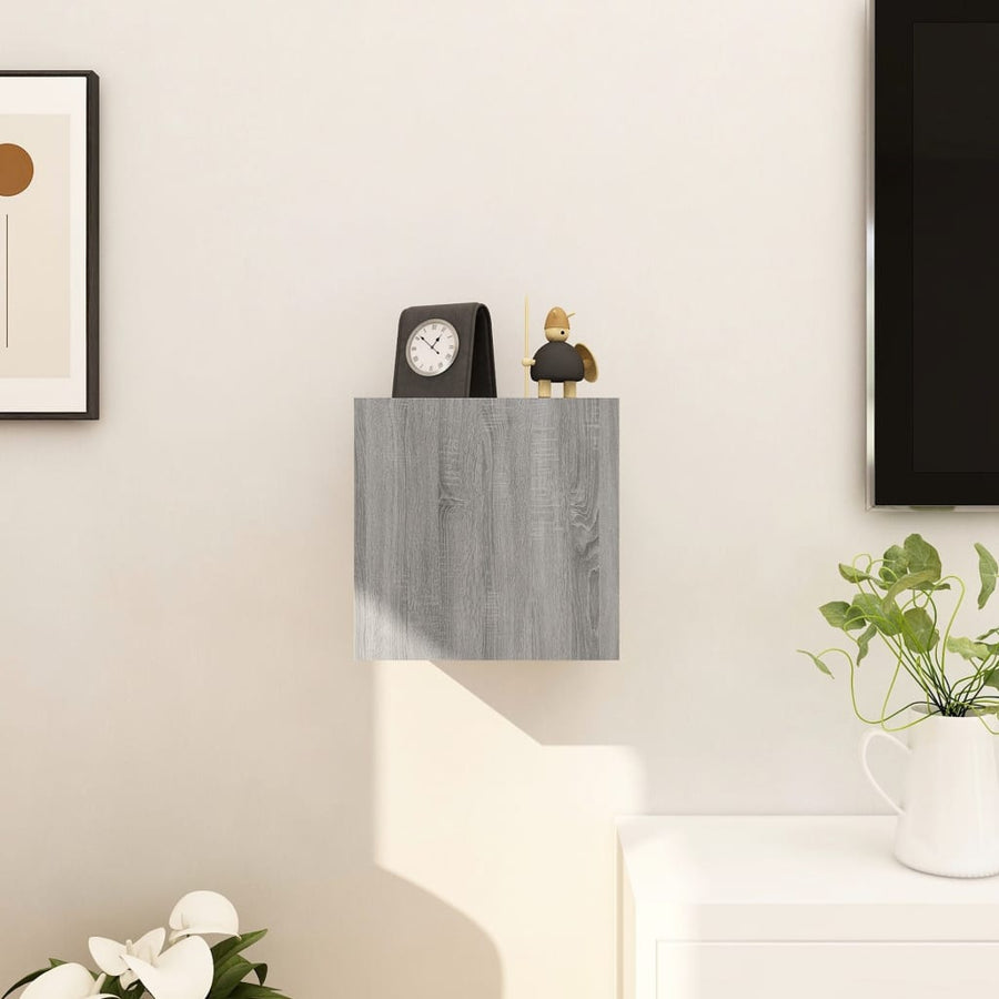 Tv-Wandmeubel 30,5X30X30 Cm Eikenkleurig 1 Grijs sonoma