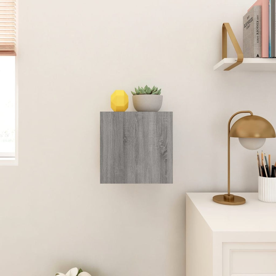 Tv-Wandmeubel 30,5X30X30 Cm Eikenkleurig 1 Grijs sonoma