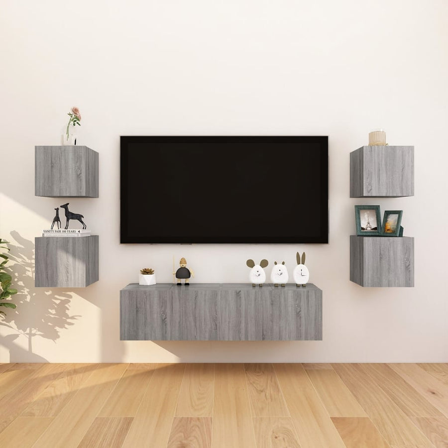 Tv-Wandmeubel 30,5X30X30 Cm Eikenkleurig 1 Grijs sonoma