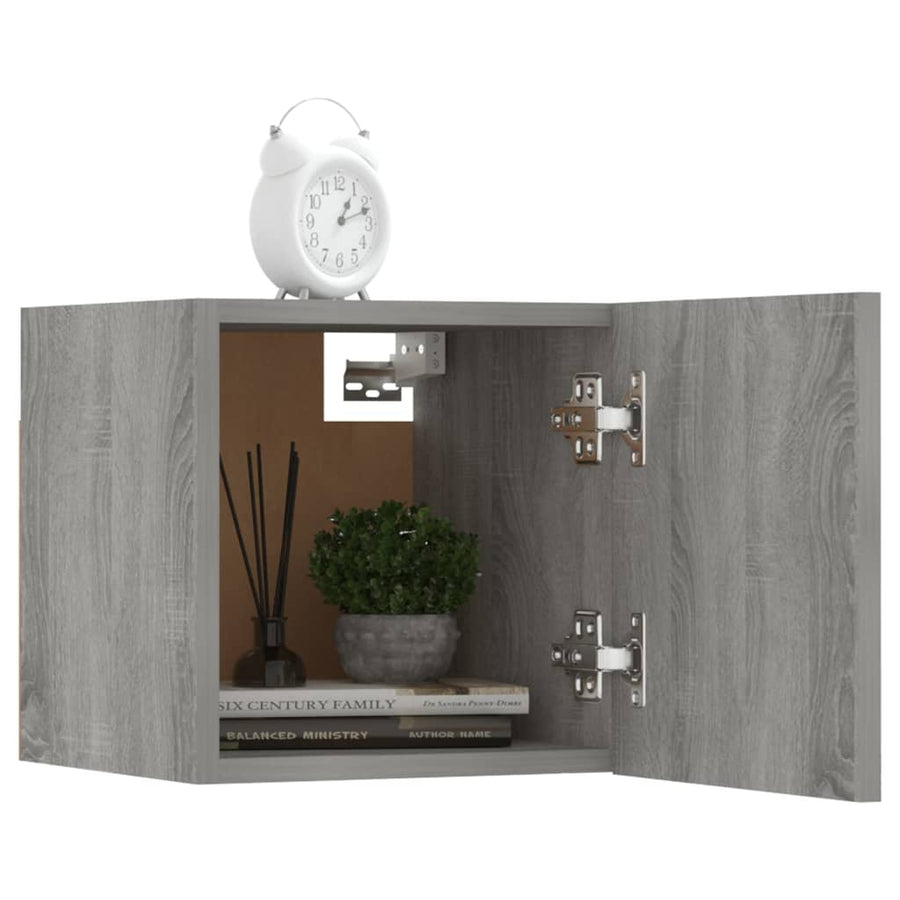 Tv-Wandmeubel 30,5X30X30 Cm Eikenkleurig 1 Grijs sonoma