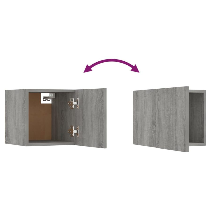 Tv-Wandmeubel 30,5X30X30 Cm Eikenkleurig 1 Grijs sonoma