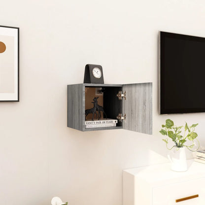 Tv-Wandmeubel 30,5X30X30 Cm Eikenkleurig 1 Grijs sonoma