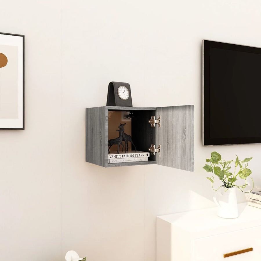 Tv-Wandmeubel 30,5X30X30 Cm Eikenkleurig 1 Grijs sonoma