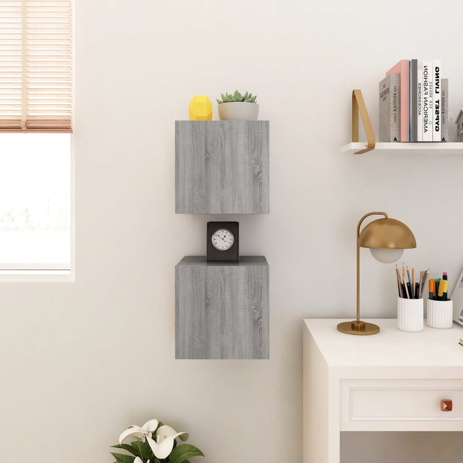 Tv-Wandmeubelen 30,5X30X30 Cm Eikenkleurig 2 Grijs sonoma
