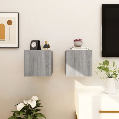 Tv-Wandmeubelen 30,5X30X30 Cm Eikenkleurig 2 Grijs sonoma