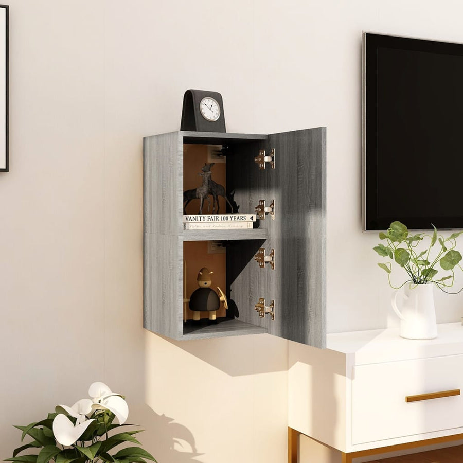 Tv-Wandmeubelen 30,5X30X30 Cm Eikenkleurig 2 Grijs sonoma