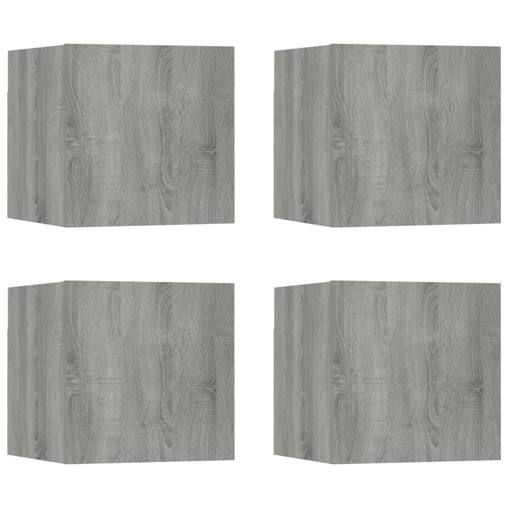 Tv-Wandmeubelen 30,5X30X30 Cm Eikenkleurig 4 Grijs sonoma