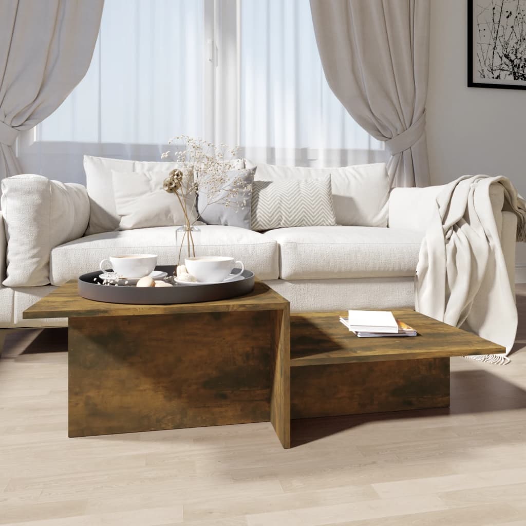 Salontafel 111,5x50x33 cm bewerkt hout gerookt eikenkleurig