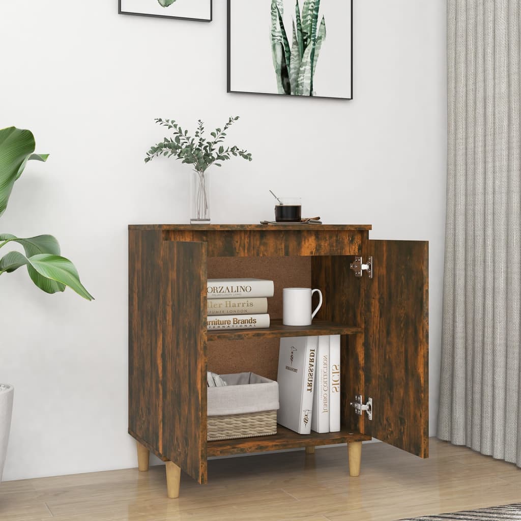 Dressoir 60X35X70 Cm Bewerkt Hout Kleurig Gerookt eiken