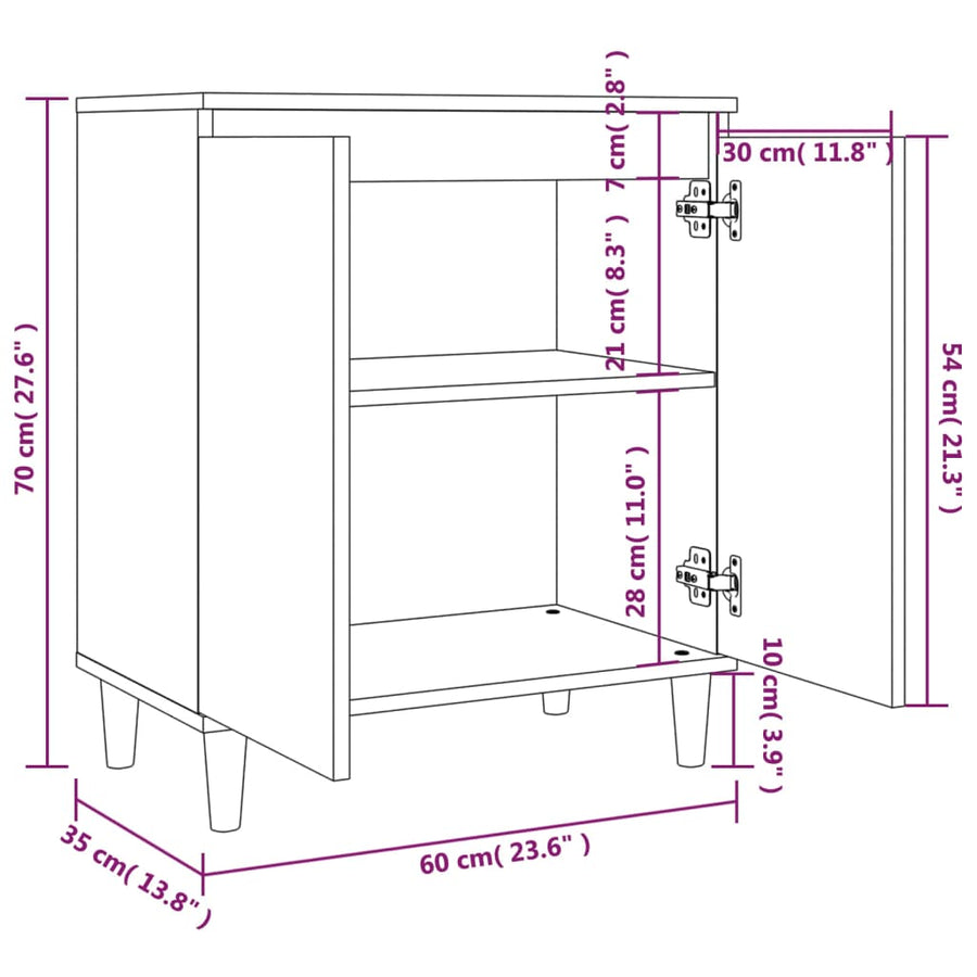 Dressoir 60X35X70 Cm Bewerkt Hout Kleurig Gerookt eiken