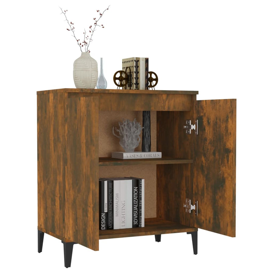 Dressoir 60x35x70 cm bewerkt hout gerookt eikenkleurig Gerookt eiken