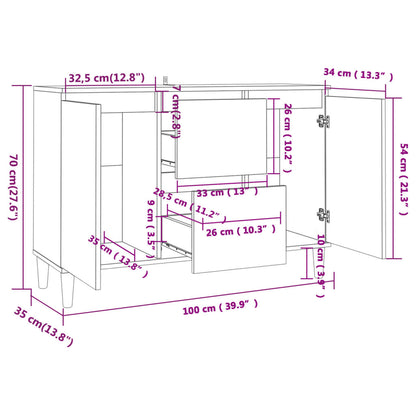 Dressoir 03,5X35X70 Cm Bewerkt Hout Kleurig Gerookt eiken