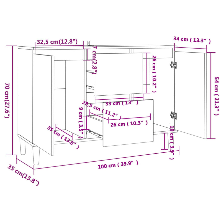 Dressoir 03,5X35X70 Cm Bewerkt Hout Kleurig Gerookt eiken