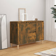 Sideboard 101x35x70 cm carved wood smoked oak look