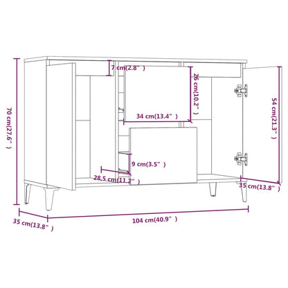 Dressoir 04X35X70 Cm Bewerkt Hout Kleurig Gerookt eiken