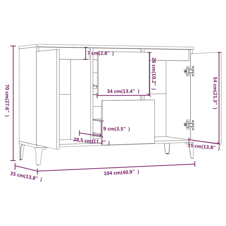 Dressoir 04X35X70 Cm Bewerkt Hout Kleurig Gerookt eiken