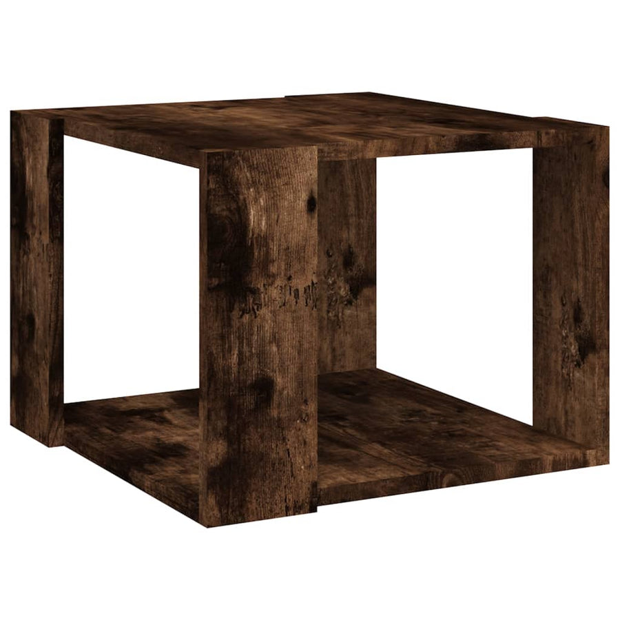 Salontafel 40X40X30 Cm Bewerkt Hout Gerookt Eikenkleurig