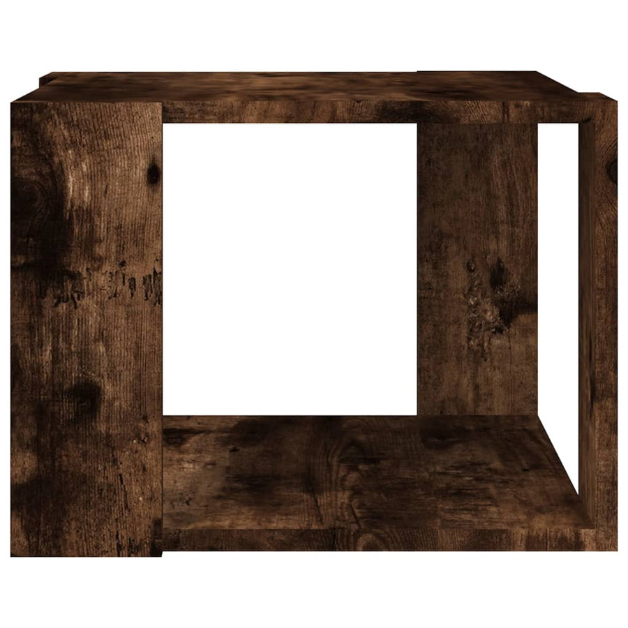 Salontafel 40X40X30 Cm Bewerkt Hout Gerookt Eikenkleurig