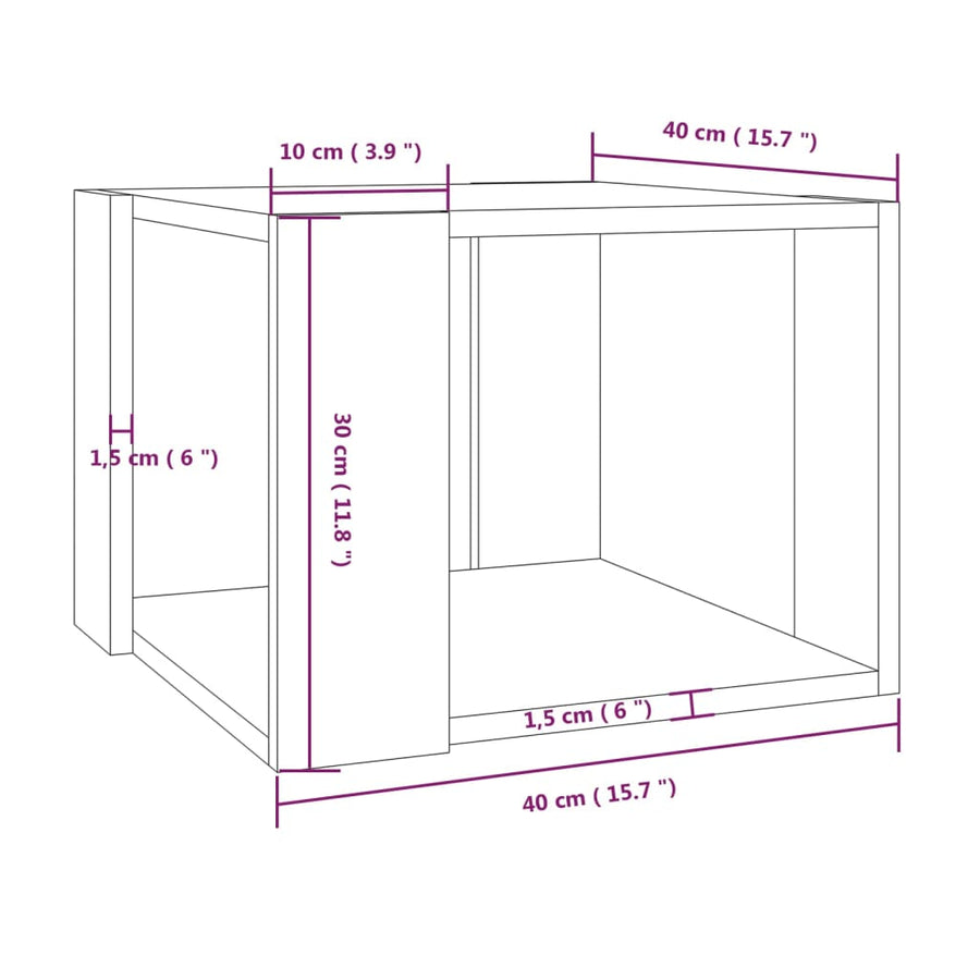 Salontafel 40X40X30 Cm Bewerkt Hout Gerookt Eikenkleurig