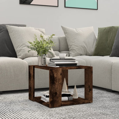 Salontafel 40X40X30 Cm Bewerkt Hout Gerookt Eikenkleurig