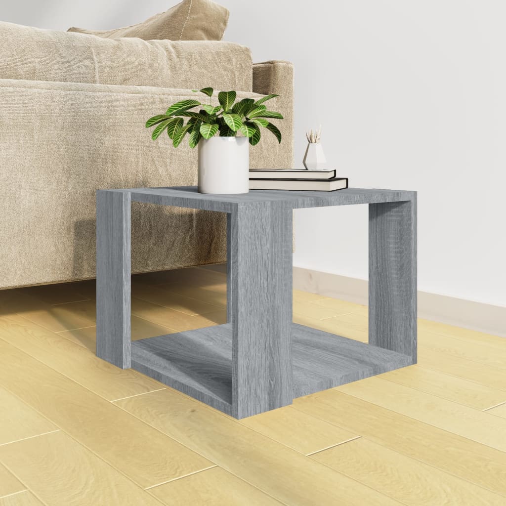 Salontafel 40X40X30 Cm Bewerkt Hout Eikenkleurig 1 Grijs sonoma