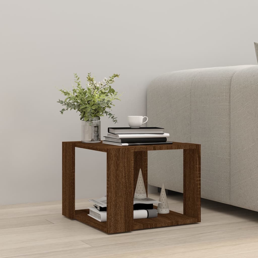 Salontafel 40x40x30 cm bewerkt hout bruin eikenkleur