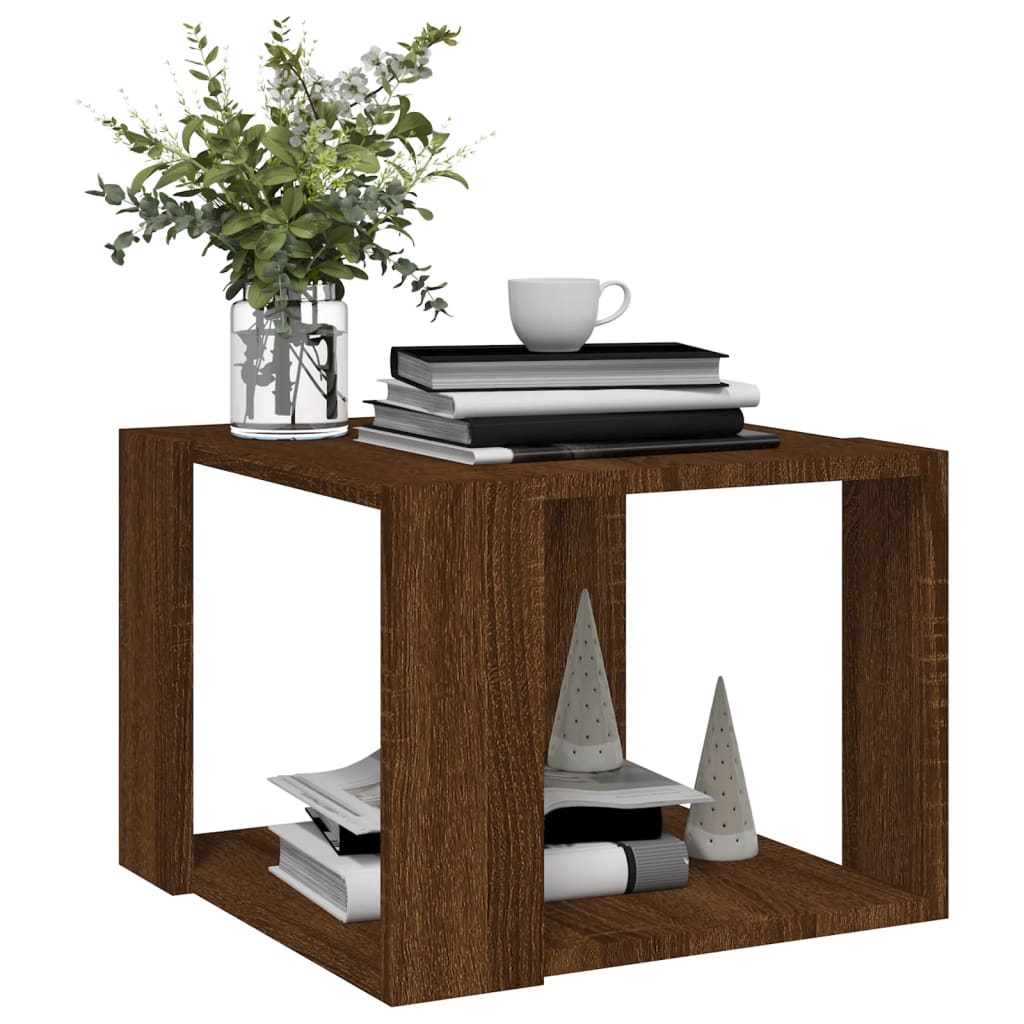 Salontafel 40x40x30 cm bewerkt hout bruin eikenkleur