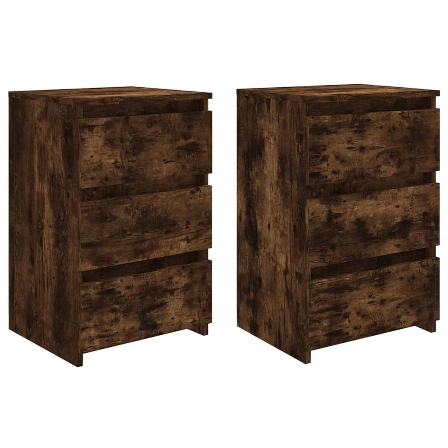 Nachtkastjes 2 st 40x35x62,5 cm bewerkt hout gerookt eikenkleur Gerookt eiken