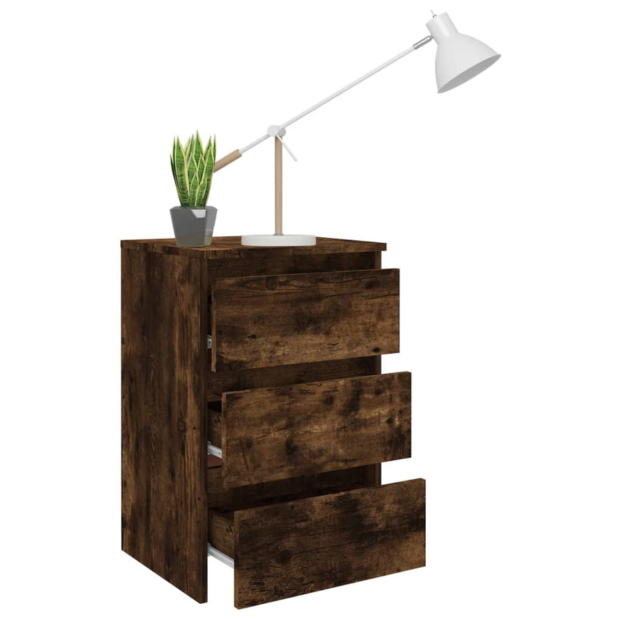 Nachtkastjes 2 st 40x35x62,5 cm bewerkt hout gerookt eikenkleur Gerookt eiken