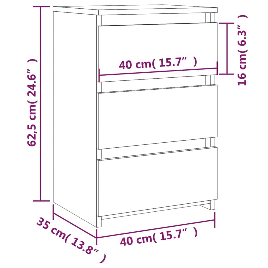 Nachtkastjes 2 st 40x35x62,5 cm bewerkt hout gerookt eikenkleur Gerookt eiken