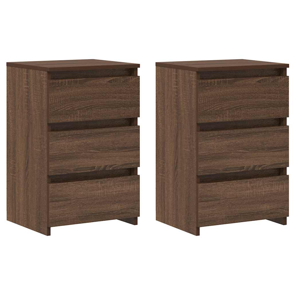 Nachtkastjes 2 st 40x35x62,5 cm bewerkt hout bruin eikenkleur
