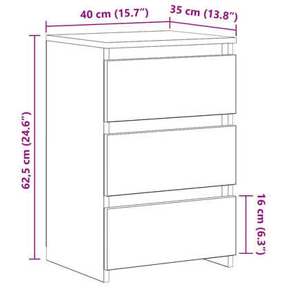 Nachtkastjes 2 st 40x35x62,5 cm bewerkt hout bruin eikenkleur