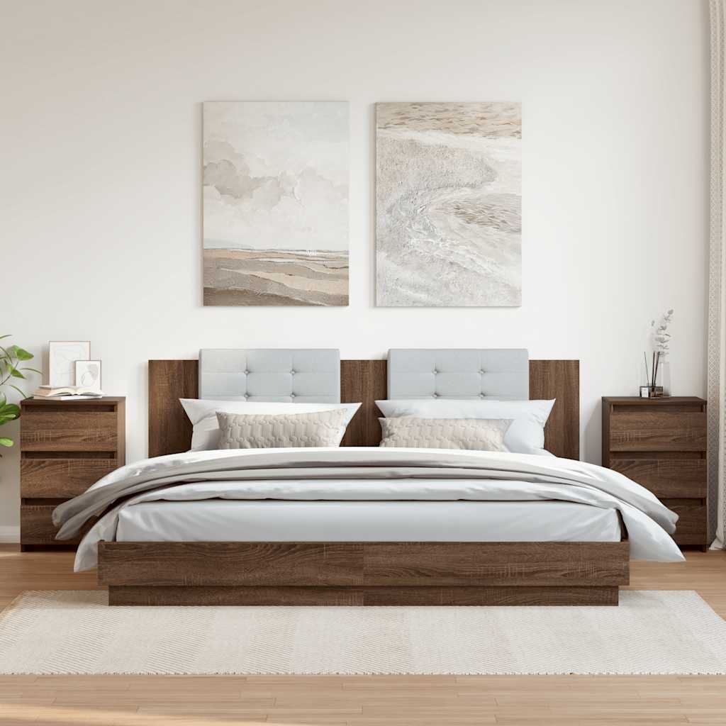 Nachtkastjes 2 st 40x35x62,5 cm bewerkt hout bruin eikenkleur