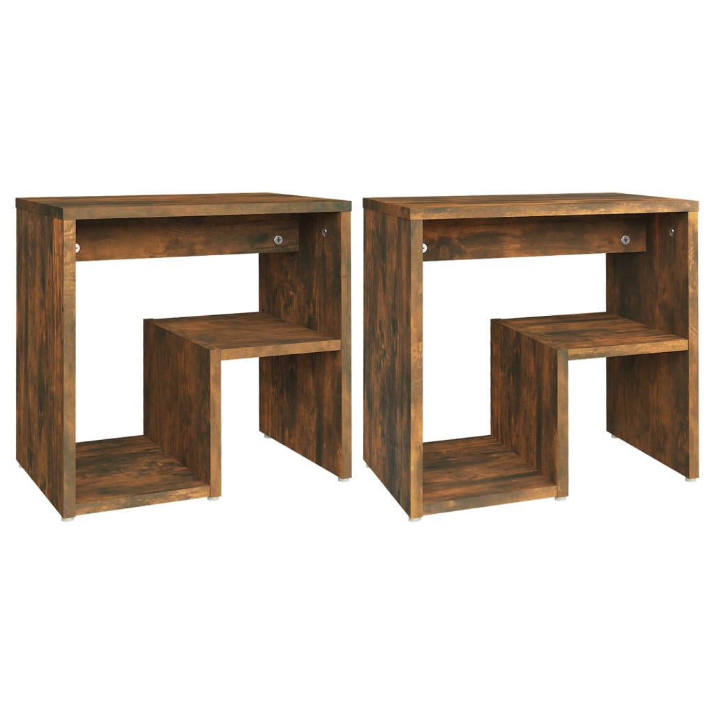 Nachtkastjes 40X30X40 Cm Bewerkt Hout Kleurig 2 Gerookt eiken
