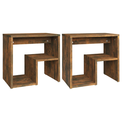 Nachtkastjes 40X30X40 Cm Bewerkt Hout Kleurig 2 Gerookt eiken