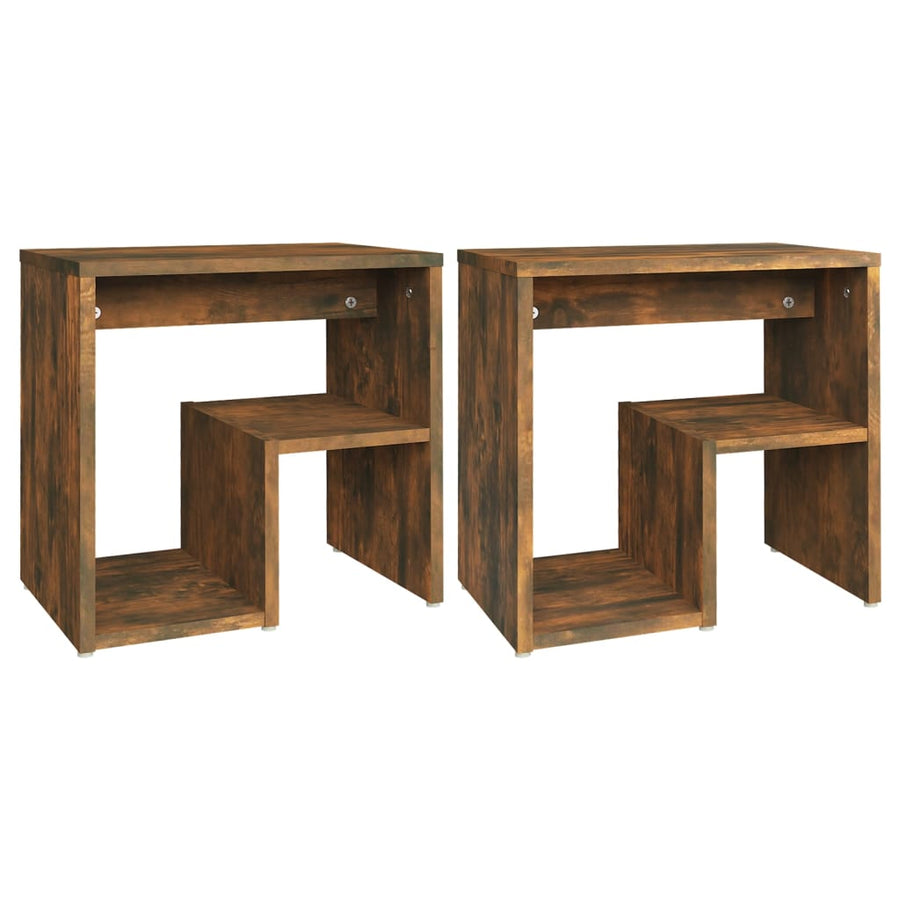 Nachtkastjes 40X30X40 Cm Bewerkt Hout Kleurig 2 Gerookt eiken