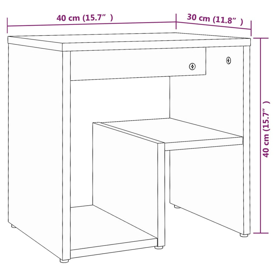 Nachtkastjes 40X30X40 Cm Bewerkt Hout Kleurig 2 Gerookt eiken