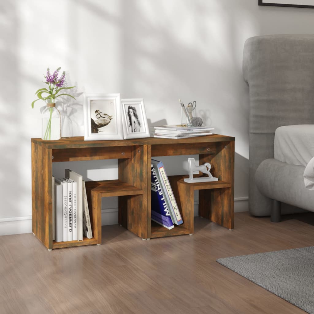 Nachtkastjes 40X30X40 Cm Bewerkt Hout Kleurig 2 Gerookt eiken