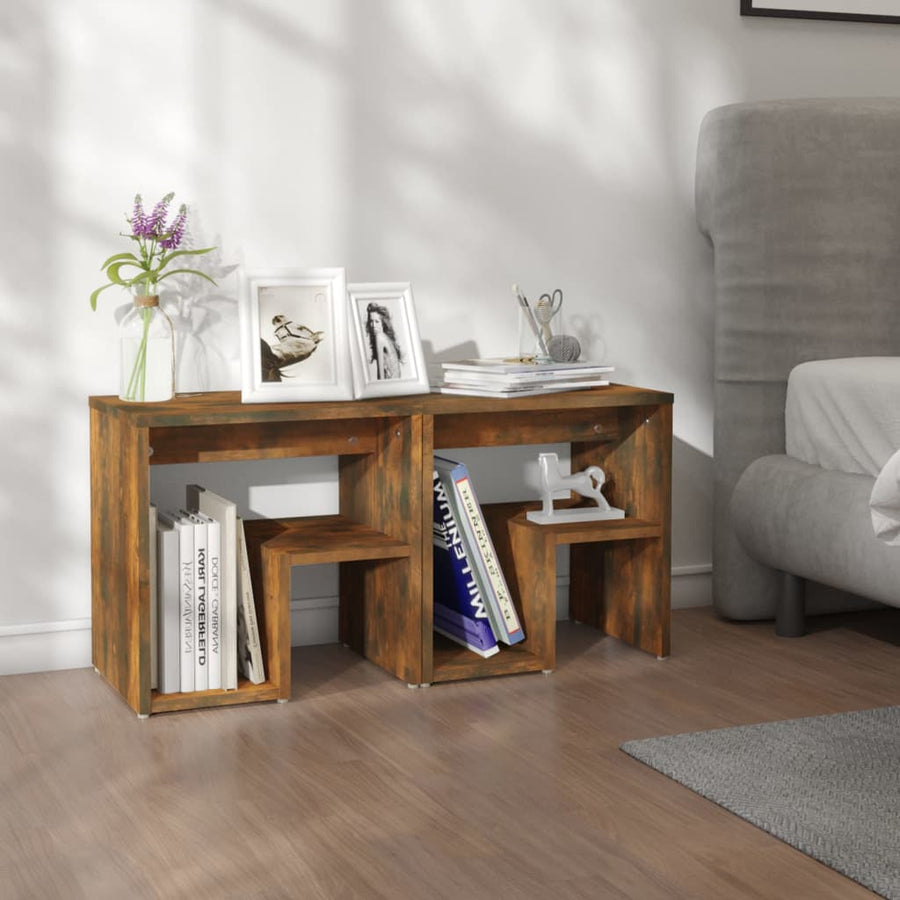 Nachtkastjes 40X30X40 Cm Bewerkt Hout Kleurig 2 Gerookt eiken