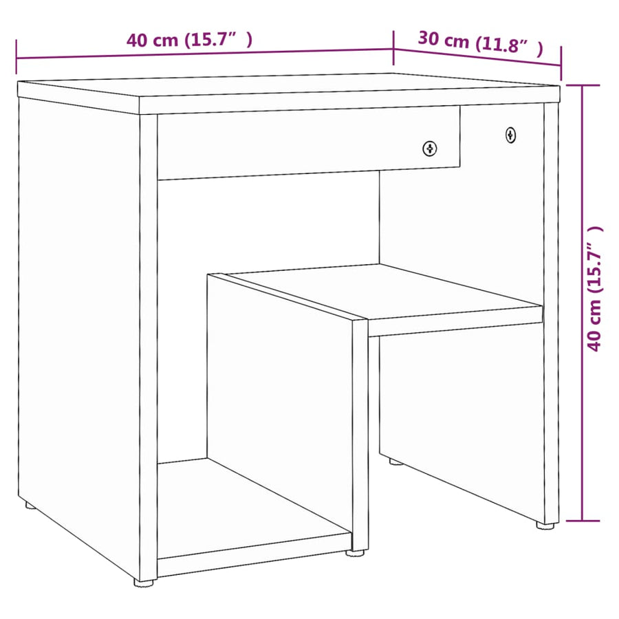 Nachtkastje 40X30X40 Cm Bewerkt Hout Sonoma Eikenkleurig 1 Grijs sonoma