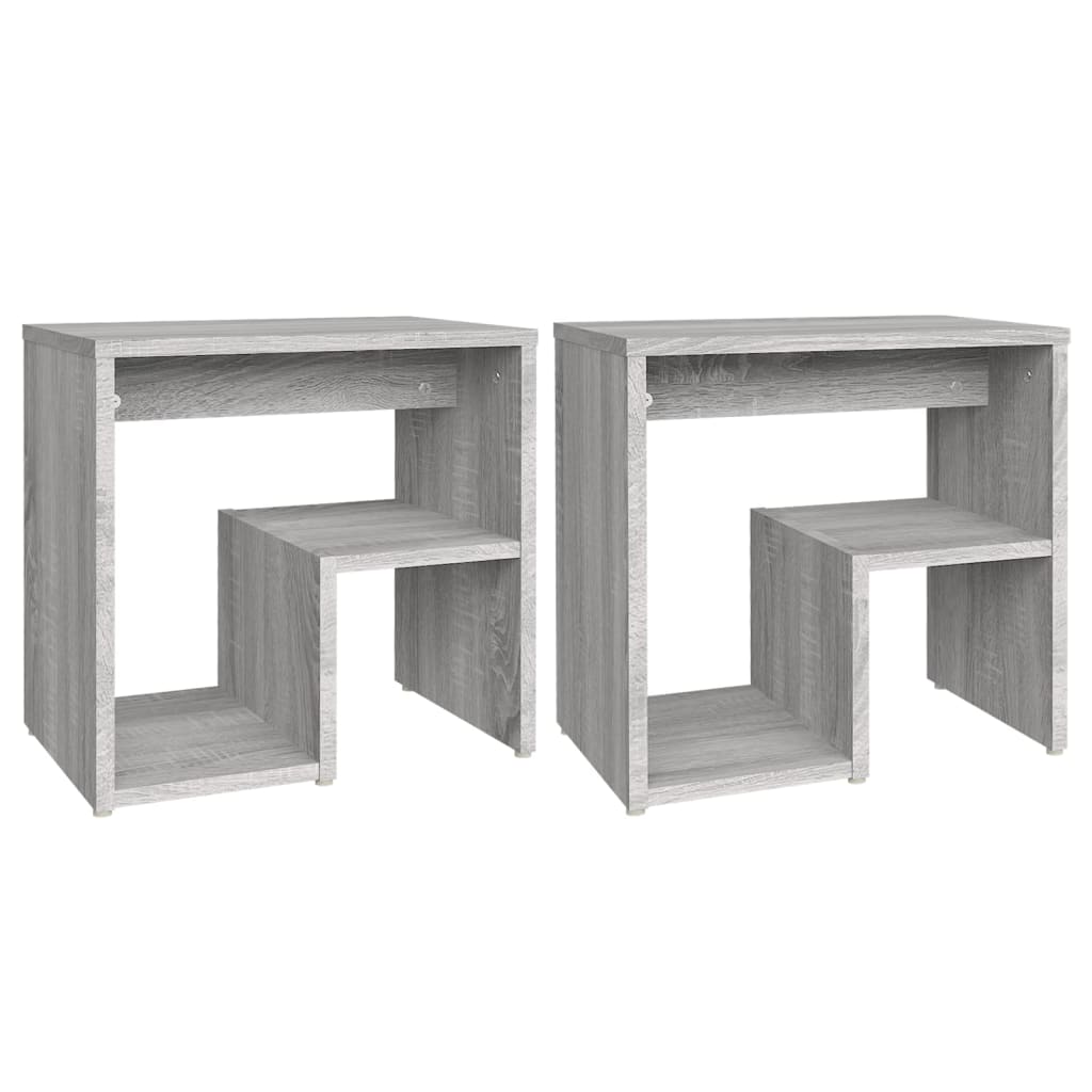 Nachtkastjes 40X30X40 Cm Bewerkt Hout Eiken 2 Grijs sonoma