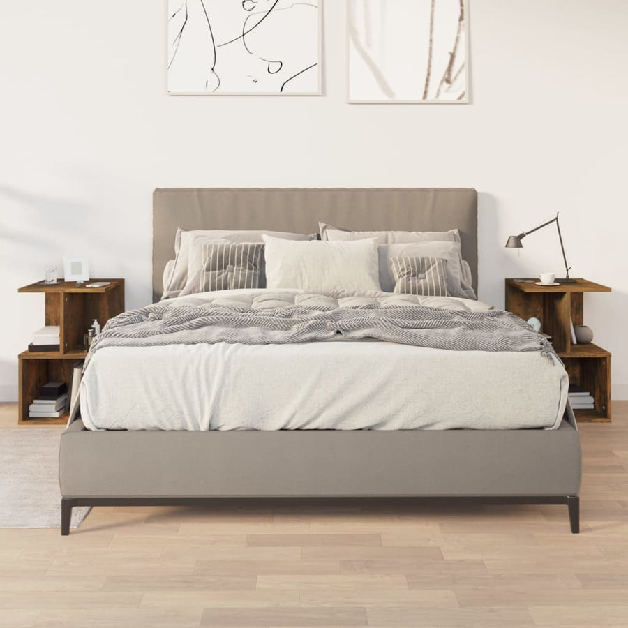 Nachtkastjes 2 St 35X35X55 Cm Bewerkt Hout Gerookt Eikenkleurig