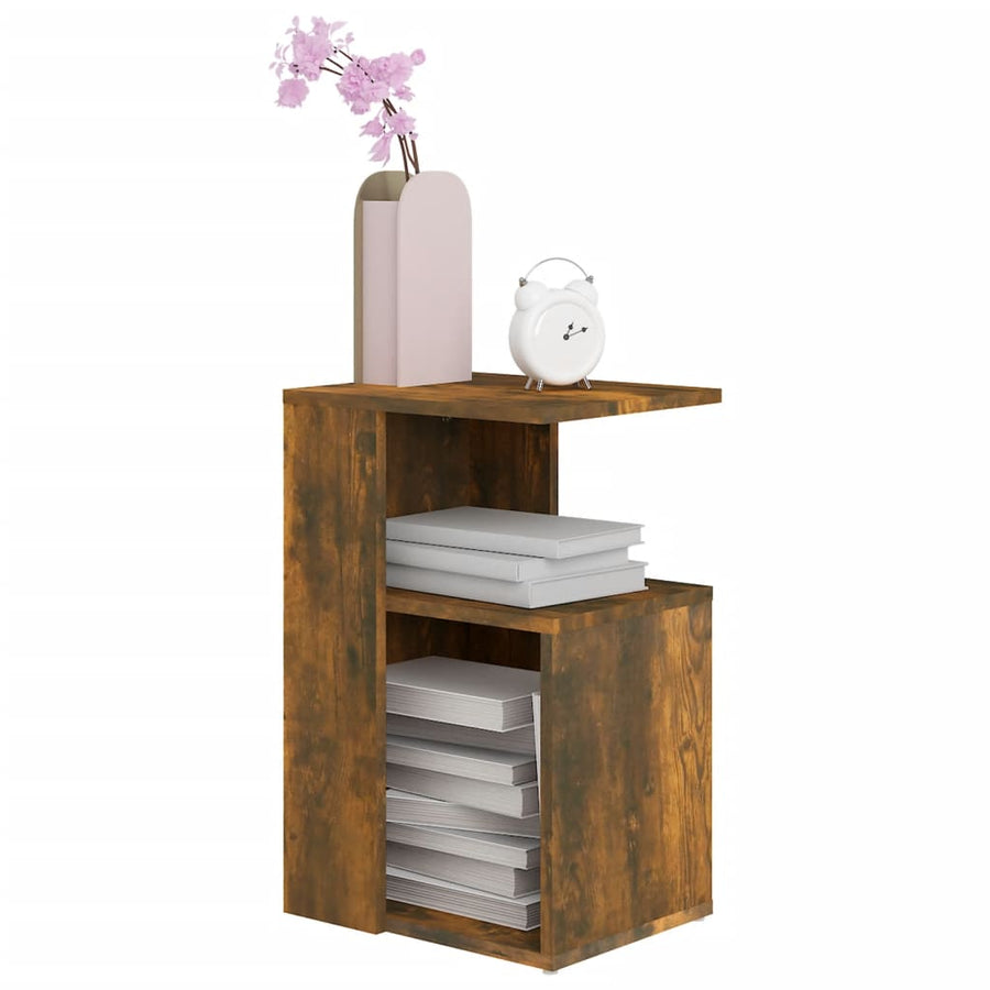 Bijzettafel 36X30X56 Cm Bewerkt Hout Kleurig Gerookt eiken