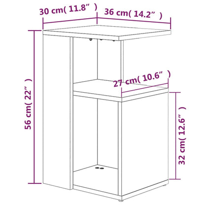 Bijzettafel 36X30X56 Cm Bewerkt Hout Kleurig Gerookt eiken