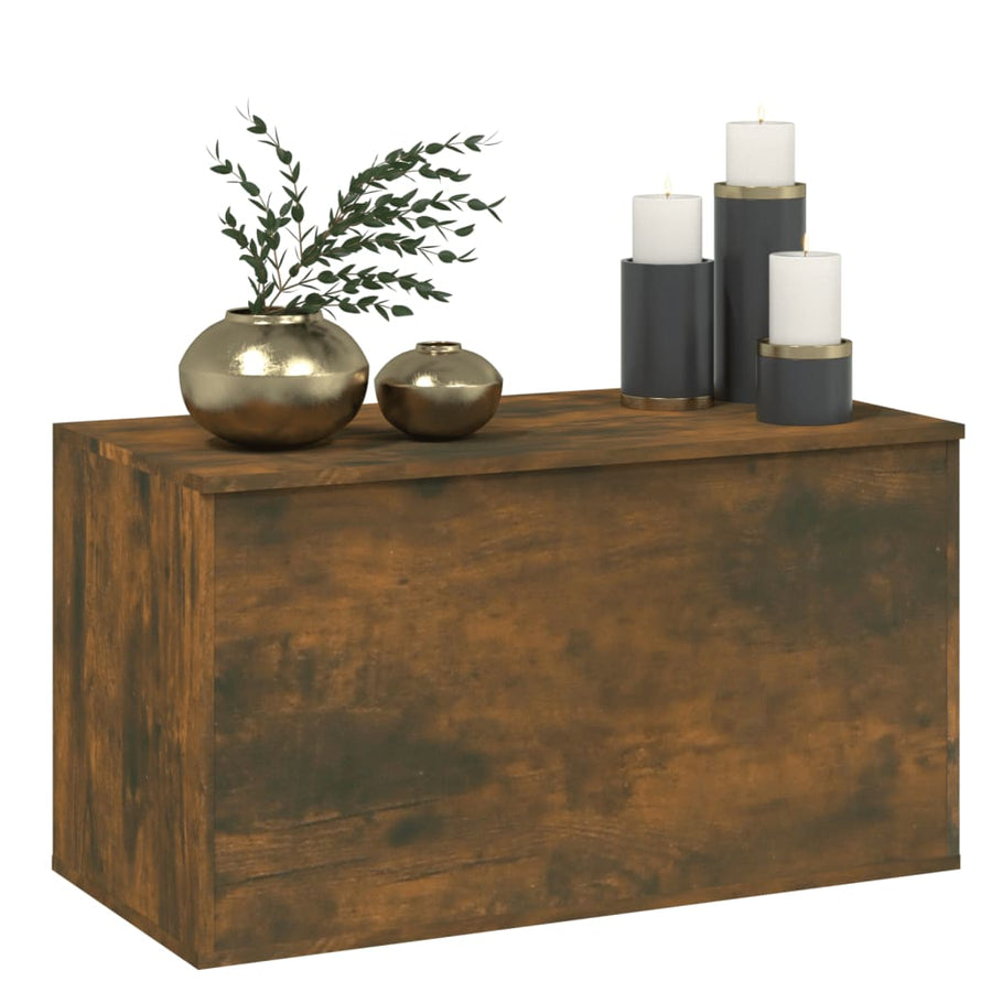 Opbergkist 84x42x46 cm bewerkt hout gerookt eikenkleurig Gerookt eiken