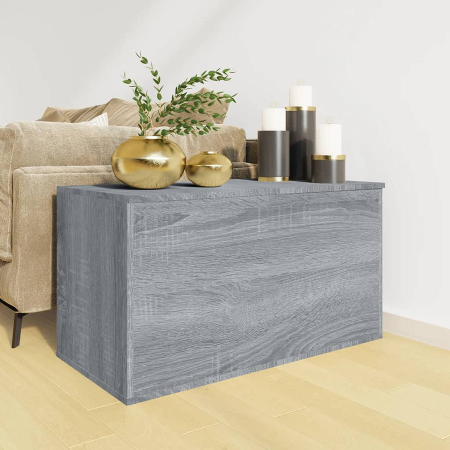 Opbergkist 84X42X46 Cm Bewerkt Hout Eikenkleurig Grijs sonoma