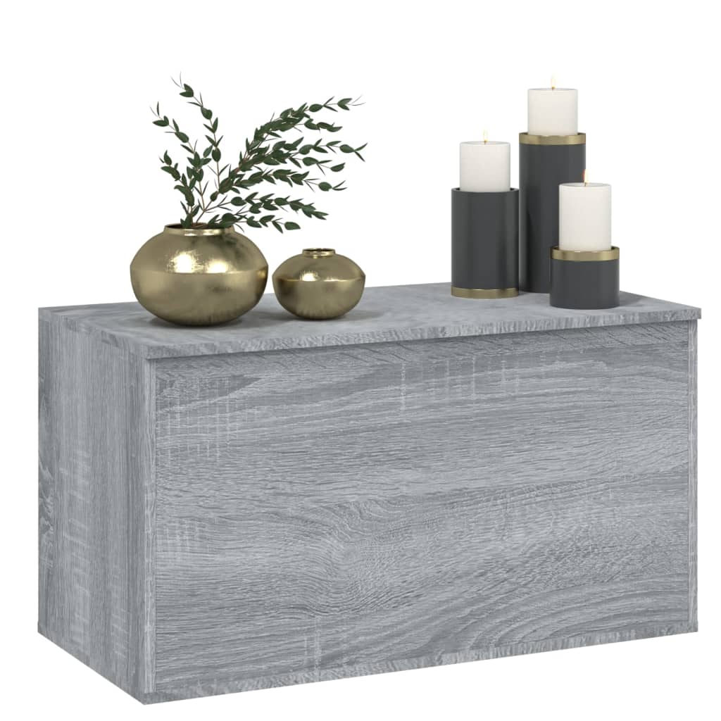 Opbergkist 84X42X46 Cm Bewerkt Hout Eikenkleurig Grijs sonoma